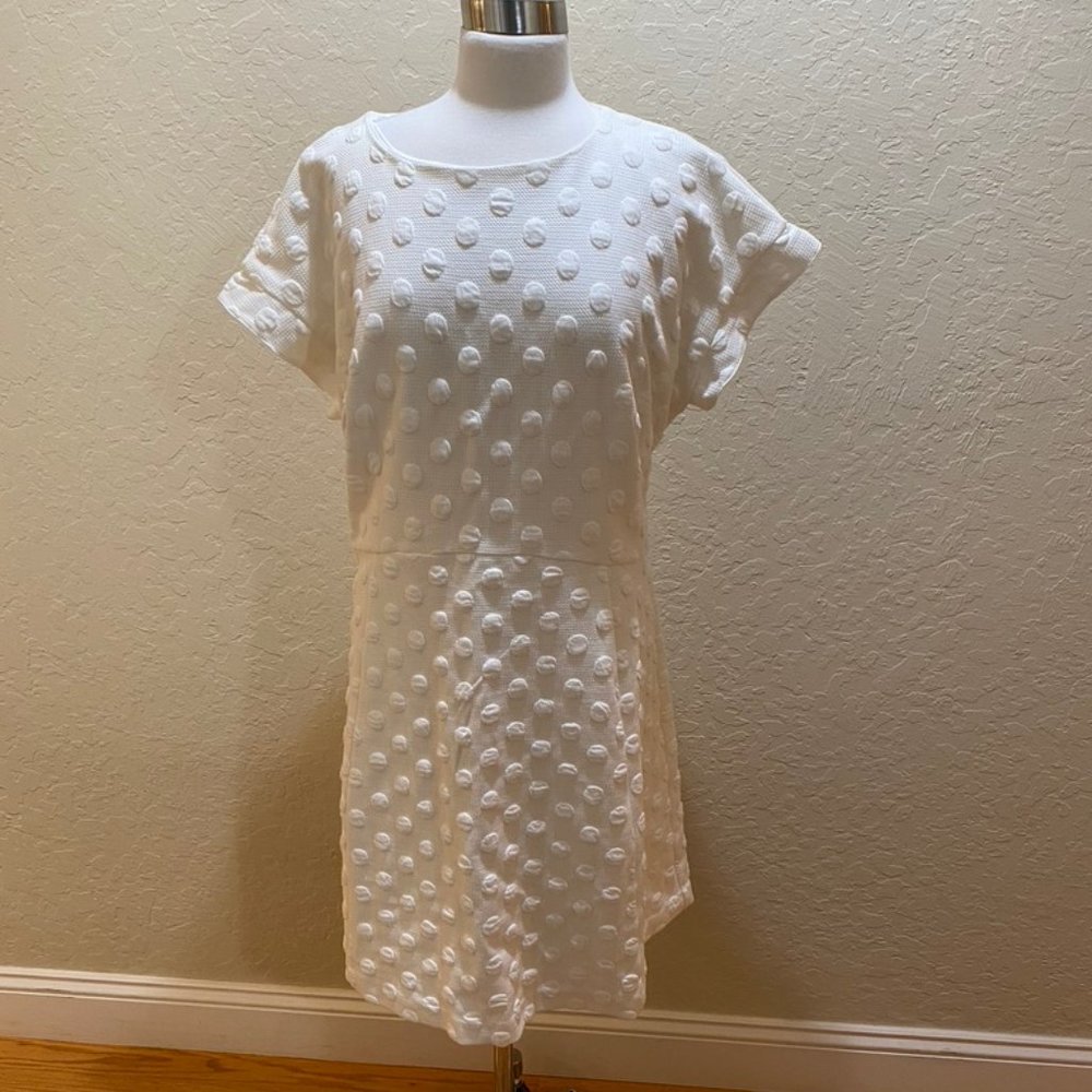Boden White Textured Dot Midi Dress